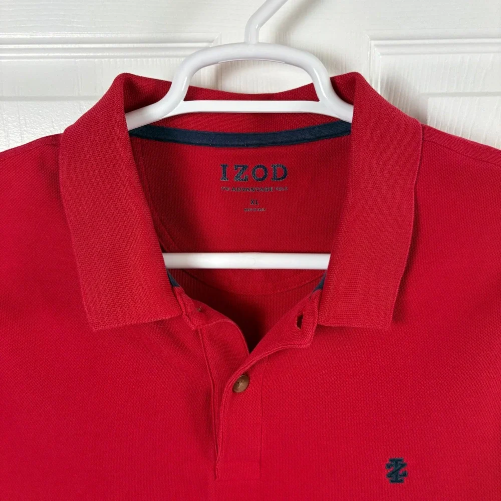 IZOD Advantage Polo Shirt Men's XL Red Short‎ Sleeve Pique Cotton Blend Preppy